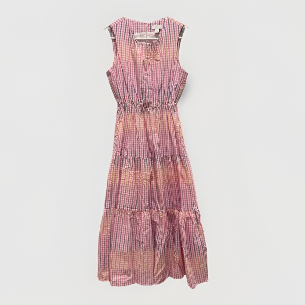 Charter Club Women S Cotton Preppy Party Plaid Midi Baby Shower Pink Blue Dress‎
